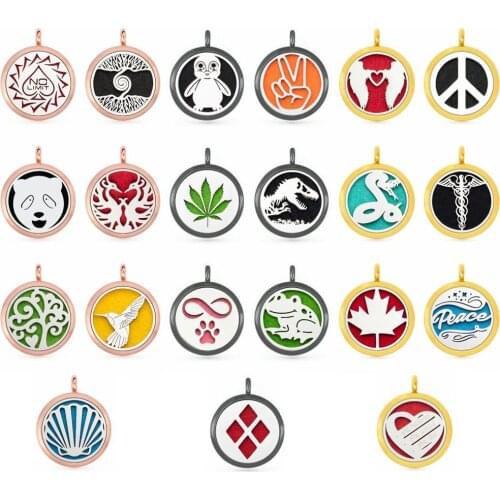 More Choices Gold/rose gold/black Angel Wing 30mm Aromatherapy locket Perfume essential oil Diffuser Locket pendant fit necklace