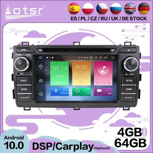 Carplay Multimedia Auto Stereo Android 10 Player For Toyota Auris 2013 2014 2015 GPS Navigation Radio Video Receiver Head Unit