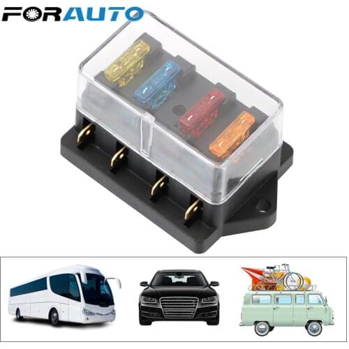 For Auto Car Marine Trike Block & Warning Indicator Fuse Box Holder 4 Ways Blade Fuse Block 12V/24V+4 Way Fuse Plastic Cover