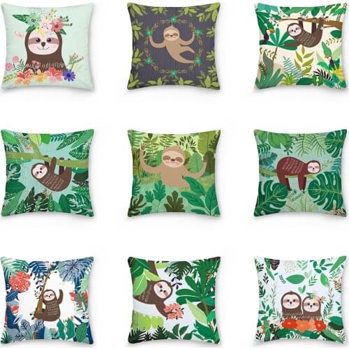 Double Printing Cartoon Sloth Cushion Cover Polyester Throw Pillows Sofa Home Decor Decoration Decorative Pillowcase