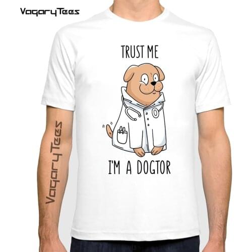 Hip Hop Style Trust me I'm a Dogtor Anime Ptinted T Shirt Dogtor Doctor Funny Cool Street Short Sleeve Top Men Rock Tshirt