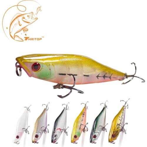 Thritop Artificial Lure Hard Bait 7cm 7g High Quality Tremble Hook 6 Colors for Option TP038 Professional Popper Fishing Tackle