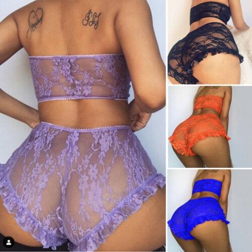 2PCS Set Women Sexy Erotic Lingerie Ladies New Hot Lace Babydoll Underwear Ladies Nightwear Sleepwear G-string Sets
