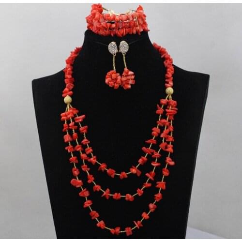 Costume African Jewelry Sets Red Coral Beads Jewelry Set Wedding Jewelry Set Free Shipping CJ439