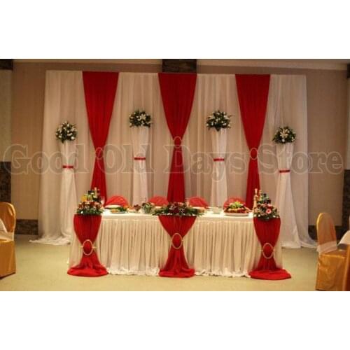 Red&White Wedding backdrop Stage background curtain Wedding Drapes swags