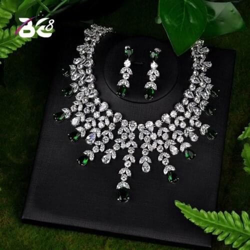 Be 8 New Fashion Brilliant AAA CZ Water Drop Design Jewely Sets for Bridal Wedding, Green Color Bijoux for Women S086