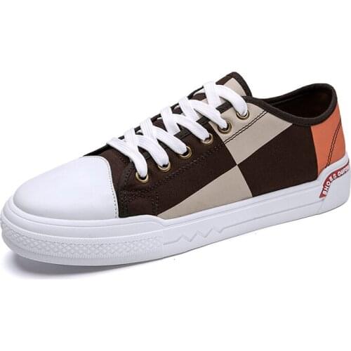 Men Canvas Shoes Trend All-Match Skateboard Sneakers Comfortable Leisure Low-Top Gingham Shoes 2021 New Brand Designer 39-44