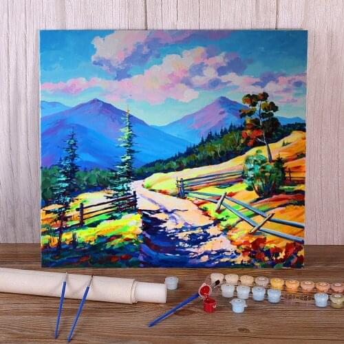 Landscape Mount Smotrych DIY Paint By Numbers Complete Kit Acrylic Paints 40*50 Paiting By Numbers New Design Handiwork