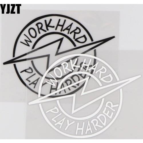 YJZT 13.4CM*10.1CM Work Hard Play Harder Vinyl Decal Car Sticker Japan Car Window JDM Black/Silver 4A-0142