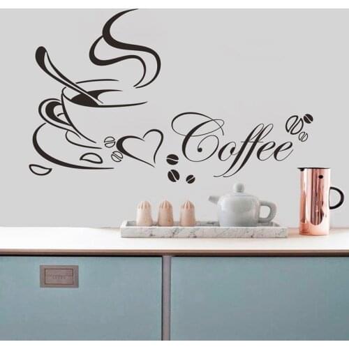 Newly designed Coffee Cup For Romantic View Wall Sticker Vinyl Home Bedroom Decor Cool DIY Home Decor Wall Art Sticker