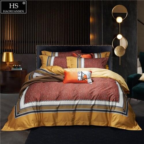 Ice Crack Pattern 4Pieces Bedding Sets Brown Yellow Fabric Digital Printing BedSheets Pillowcase Duvet Cover Queen King Size