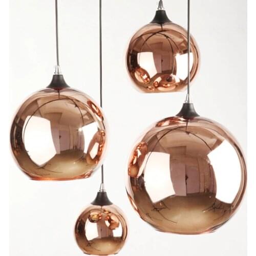 Copper plated glass spheres Pendant lamp Diner stairs light bar mirror space ball glass pendant light AC110/AC220V/AC230V