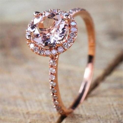 Europe and the United States popular crystal ring Rose Gold Color Micro Inlay Zircon Jewelry can dropshipping