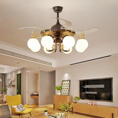 110V/220V Ceiling Fan Light Nordic Restaurant Ceiling Fan Classic Simple Light Luxury Invisible Ceiling Fans with Lights