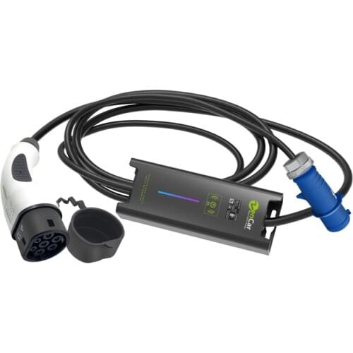 Adjustable 32A level 2 evse portable EV charger Type 2 ev fast charger with LCD Display Blue CEE