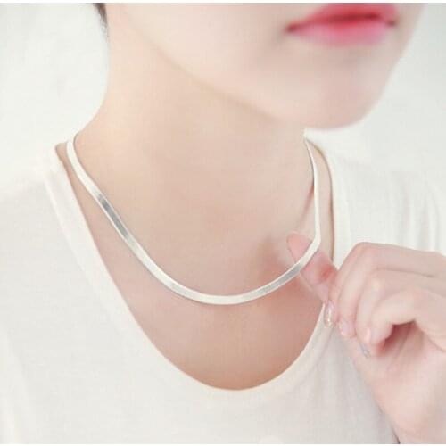 S925 Silver Necklace with Fashion Elegant Temperament Snake Bones Chain Pure Necklace Simple All-match Necklace Female Ornament