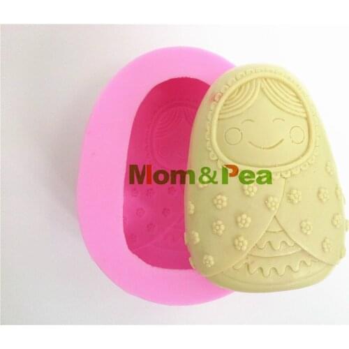 Mom&Pea 0007 Free Shipping Clay Doll Shaped Silicone Soap Mold Cake Decoration Fondant Cake 3D Mold Food Grade Silicone Mould