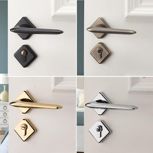 Modern Zinc Alloy Door Handle Lock Indoor Mute Safety Door Locks Hotel Silent Mechanical Lock Furniture Hardware Accessories