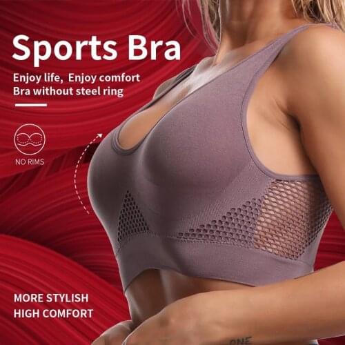 6 Colors Sport Bra Mesh Hollow Vent Sports Bras Large Size Yoga Running Fitness Sports Underwear Soft Bralette Top Size S-6XL
