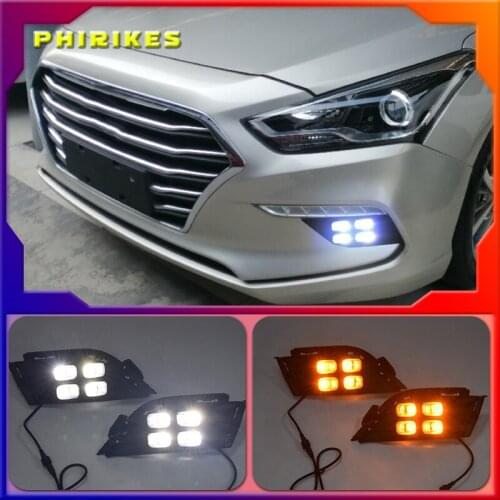 1Pair LED Daytime Running Light Turning Signal Lamp DRL Day Light Front Bumper Fog Light For Hyundai MISTRA 2017 2018 2019