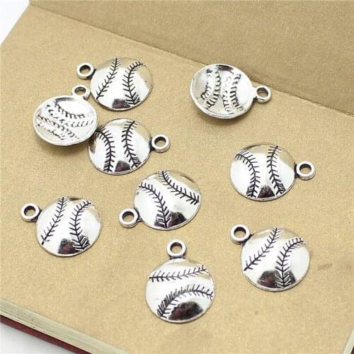 Sweet Bell 60pcs 14*18mm Sports Baseball Charm Vintage Metal Zinc Alloy Baseball Pendant Fit Diy Charms D1115