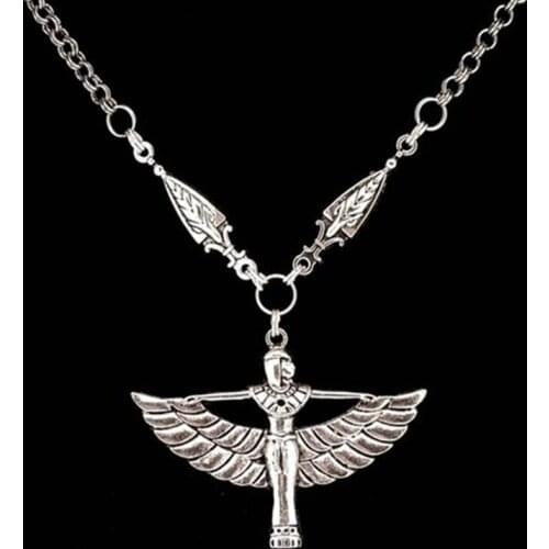 Vintage New Egyptian Goddess Isis Ancient Egypt God Winged 18" Collar Short Pendant Necklace Jewelry Gifts For Men Or Women