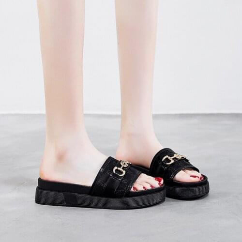 New Summer Platform Women Sandal Shoes 2021 Soft Sneakers Fashion Casual Slipper Flattie Black Lady Footwear 908
