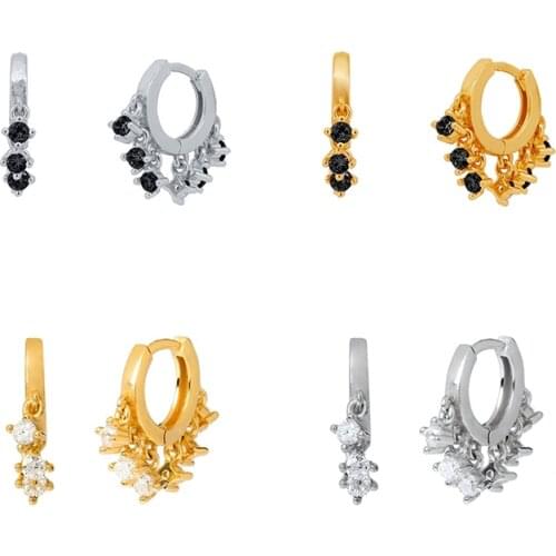 925 Silver Ear Buckle Chain Coin Pendant Stud Earrings for Women Simple Gold Silver Color Earrings Trendy Fashion Jewelry Gift