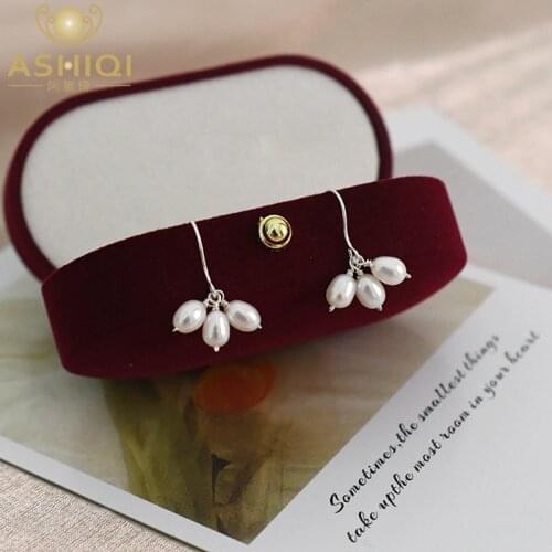 ASHIQI Real natural freshwater pearl 925 sterling silver earrings fashion and personality jewelry for women