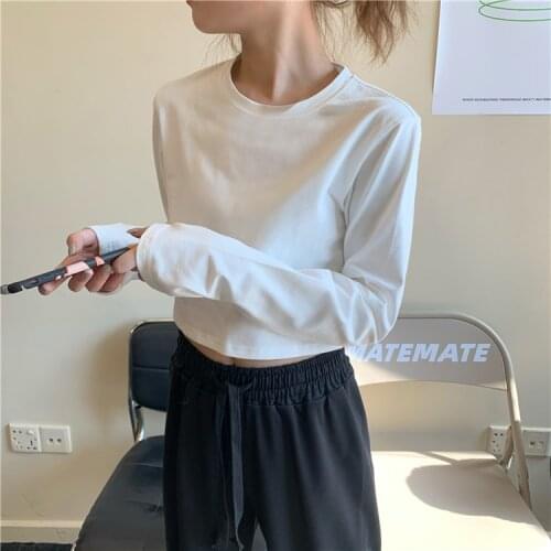2020 Fashion T-shirts For Women Casual Long Sleeve O-neck Womans T shirts Sexy Femme Tee Shirt Basic Crop Top