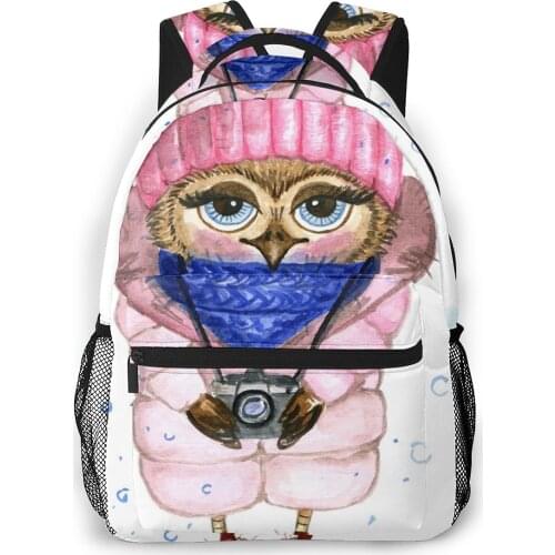 2021 Travel Backpacks Cute Owl In Winter Wear Girl Backpack For Women Large Capacity School Bag For Teenage