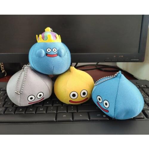 4PCS Dragon Quest Smile King Slime Plush TOY Doll KEY CHAINS