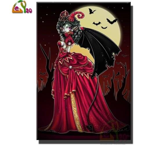 5D DIY Diamond Painting Demons Queen Halloween Full Square Diamond Embroidery Cross stitch Full Round Diamond Mosaic Home Decor