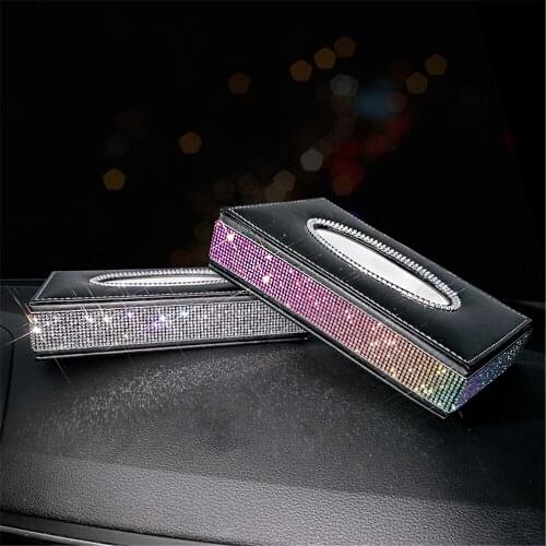 Car Tissue Box Bling Auto Tissue Paper Holder Napkin Block Type Auto Interior Women Sparking Accessories