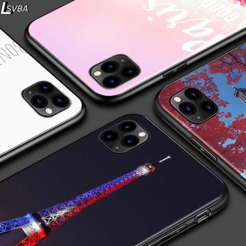 Paris Eiffel Tower For iPhone 12 Pro Max Mini 11 Pro XS Max X XR 6S 6 7 8 Plus 5S Bright Black Phone Case