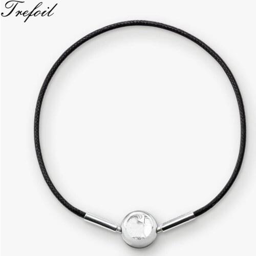 Waxed Cotton Black Chain Bracelet, 2018 New 925 Sterling Silver Karma Fashion Jewelry Trendy Gift for Women Girls Men Boy