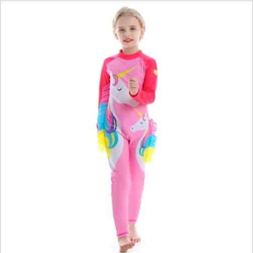 Cute Kids Girls Boys Sunscreen Quick Dry Long Sleeve Diving Suit Muslim Swimwear UV Sun Protective Rash Guards Swimsuit Wetsuit