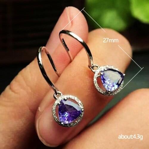 Elegant Drop Earrings for Woman Fashion Jewelry High Quality Purple Crystal Zircon Geometry Earrings Engagement Gift