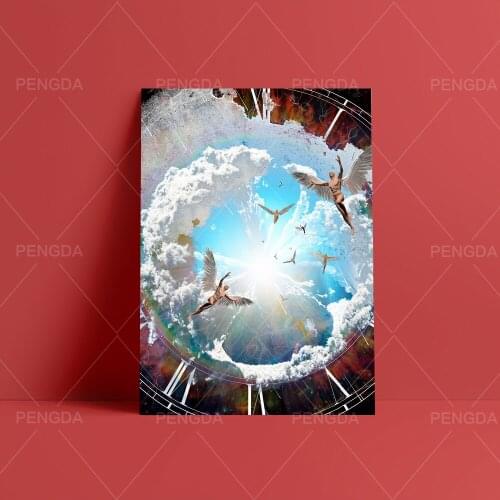 HD Prints Canvas Abstract Sky Blue Wine Wall Art Painting Modular Angel Pictures Home Decoration Poster Living Room No Framework