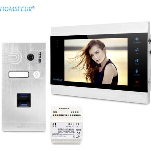 HOMSECUR 7" Wired Video Door Entry Security Intercom with Fingerprint Camera BC061HD-S+BM705HD-B