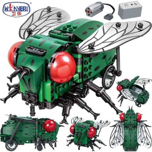 HotERBO Mould kingCreator Simulated Insect DIY Electric City Building Blocks Technical MOC Model Bricks sets Toys for Chidren