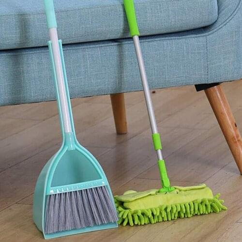 Kids Housekeeping Cleaning Tools, 3 Pcs Small Mop Small Broom Small Dustpan, Little Housekeeping Helper Set (3 Pieces, Blue, Gre