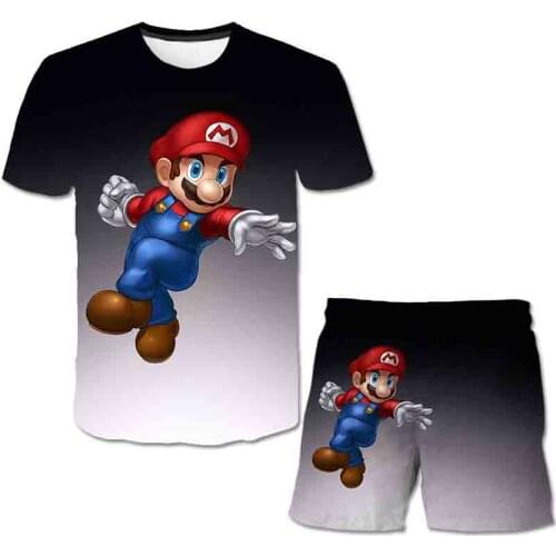 Cartoon Mario-Bros Girls Boys Clothes Pants Suit Tshirts Baby Boys T Shirt Kids Clothes Boy T-shirt Children Clothing Short Set