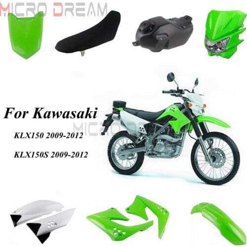 For Kawasaki KLX150 KLX150S 2009-2012 Motocross Dirt Bike ABS Plastic Fairing Kit Headlight Oil Fuel Tank Seat Fender Side Cover