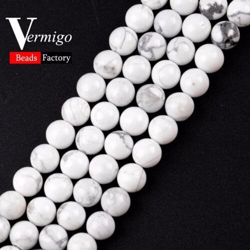Natural Stone White Howlite Round Beads For Jewelry Making Loose Beads Diy Bracelet Necklace 4 6 8 10MM 15inches Wholesale