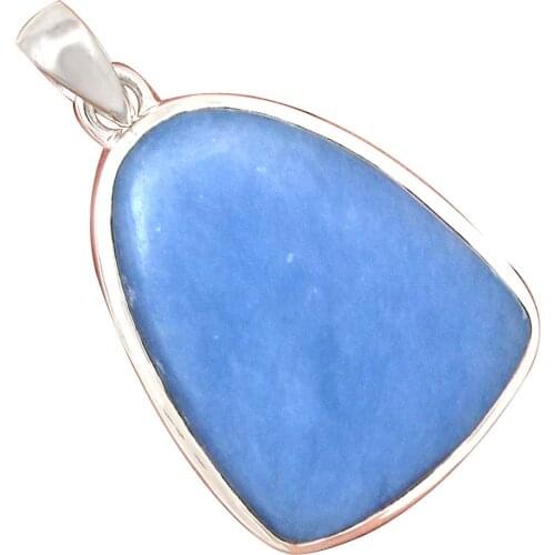 Genuine ANGELITE Pendant 925 Sterling Silver, 38.7 mm, AP6452