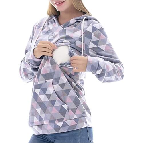 Fashion Maternity Clothes Long Sleeve Hooded Nursing Tops Breastfeeding Blothes Pullover Sweatshirt Clothes For Pregnant Women
