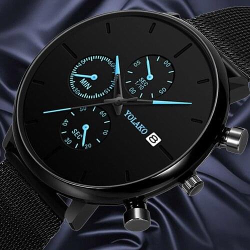 2020 Fashion Business Mens Quartz Watches with Calendar Luxury Silver Mesh Steel Belt Analog Wrist Watch Relogio Masculino