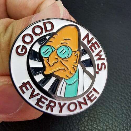 Cartoon Anime Future Good News Everyone Enamel Brooch Pin Backpack Hat Bag Lapel Pins Badges Fashion Jewelry Accessories