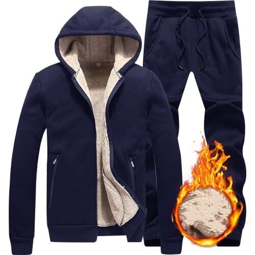 Plus size 5XL 6XL Winter Men Set Warm Thick Hooded Jacket+Pants Sets Men Hoodies Casual Zipper Tracksuit Man Sports Suit